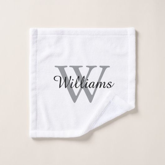 Elegant Monogram Script Name バスタオルセット (ウォッシュタオル)