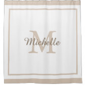 Elegant Monogram Script Name Bordered シャワーカーテン (正面)
