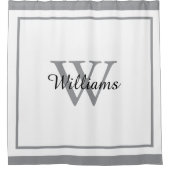 Elegant Monogram Script Name Bordered シャワーカーテン (正面)