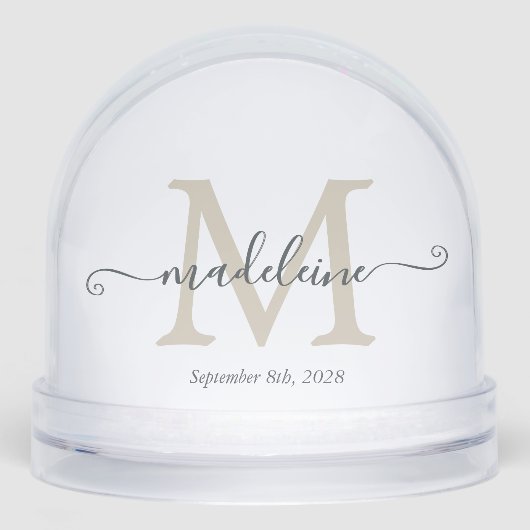 Elegant Monogram Script Name Custom Date (正面)