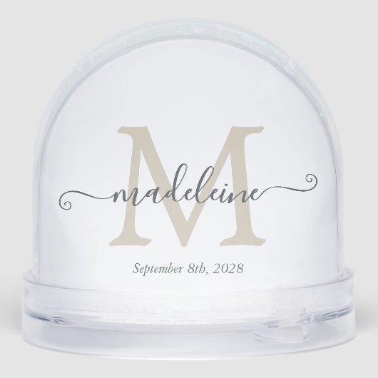 Elegant Monogram Script Name Custom Date (裏面)