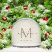 Elegant Monogram Script Name Date Photo Wedding (クリスマス)