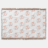 Elegant Monogram Script Name Pattern Throw Blanket スローブランケット (正面)