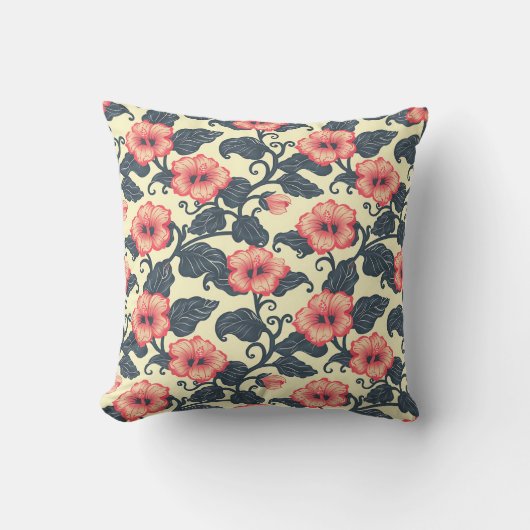 Elegant Monogram Stylish Romantic Floral Chic クッション (正面)