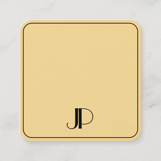 Elegant Monogram Template Luxurious Black And Gold スクエア名刺 (正面)