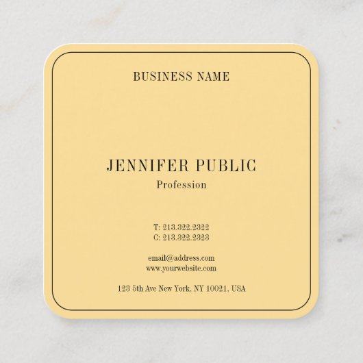 Elegant Monogram Template Luxury Glamour Gold スクエア名刺 (裏面)