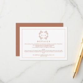 Elegant Monogram Terracota Wedding Details エンクロージャーカード