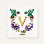 Elegant Monogram V Hummingbird Wedding Gift ノートブック (正面)