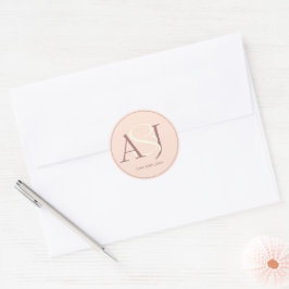 Elegant Monogram Warm Pinkish Earth Tones Wedding ラウンドシール