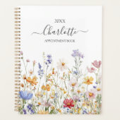Elegant Monogram Watercolor Colorful Wildflower プランナー手帳 (正面)