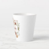 Elegant Monogram Watercolor Fall Wildflower Floral カフェラテマグ (正面)