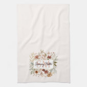 Elegant Monogram Watercolor Fall Wildflower Floral キッチンタオル (縦)