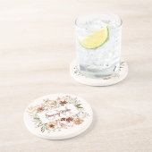 Elegant Monogram Watercolor Fall Wildflower Floral コースター (側面)