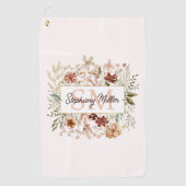Elegant Monogram Watercolor Fall Wildflower Floral ゴルフタオル (正面)