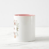 Elegant Monogram Watercolor Fall Wildflower Floral ツートーンマグカップ (中央)