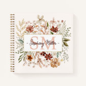 Elegant Monogram Watercolor Fall Wildflower Floral ノートブック (正面)