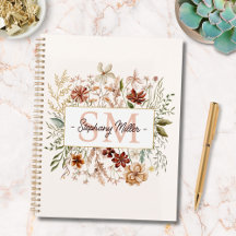 Elegant Monogram Watercolor Fall Wildflower Floral