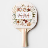 Elegant Monogram Watercolor Fall Wildflower Floral 卓球ラケット (正面)