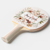 Elegant Monogram Watercolor Fall Wildflower Floral 卓球ラケット (正面アングル)