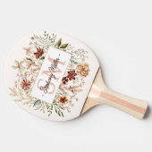 Elegant Monogram Watercolor Fall Wildflower Floral 卓球ラケット (横)