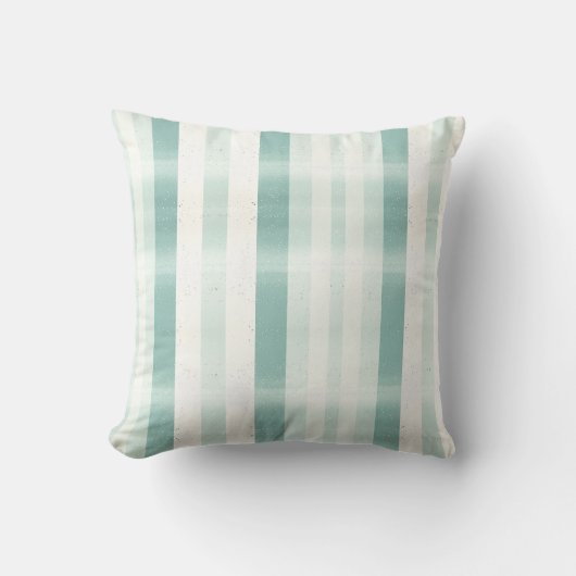 Elegant Monogram Watercolor Green Cream Stripe クッション (正面)