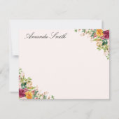 Elegant Monogram Watercolor Rose Floral ノートカード (正面)