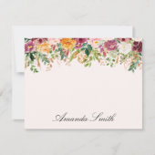 Elegant Monogram Watercolor Rose Flower Garden ノートカード (正面)