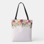 Elegant Monogram Watercolor Rose Garden Bridesmaid トートバッグ (裏面)