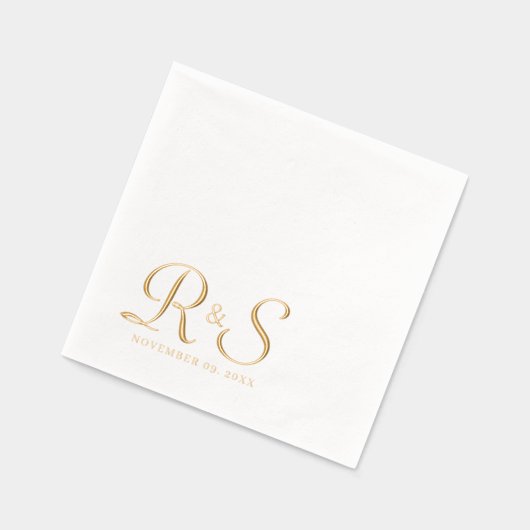 Elegant monogram wedding 箔ナプキン (左)
