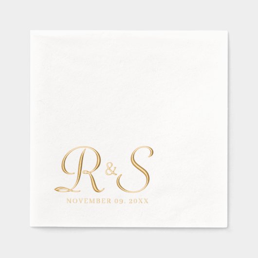 Elegant monogram wedding 箔ナプキン (正面)
