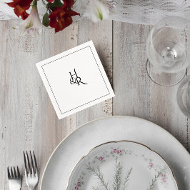 Elegant Monogram Wedding Cocktail Napkin スタンダードカクテルナプキン
