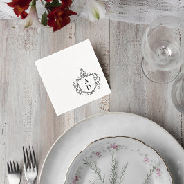 Elegant Monogram Wedding Cocktail Napkins スタンダードカクテルナプキン