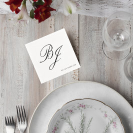 Elegant Monogram Wedding Cocktail Napkins スタンダードカクテルナプキン