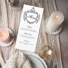 Elegant Monogram Wedding Menu Card メニュー