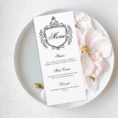 Elegant Monogram Wedding Menu Card メニュー