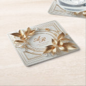Elegant Monogram Wedding Paper Coaster スクエアペーパーコースター (アングル)