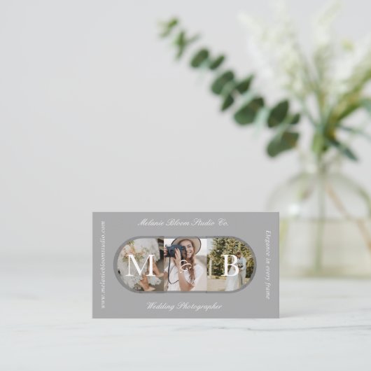 Elegant Monogram Wedding Photographer Arch Photos 名刺 (スタンド正面)