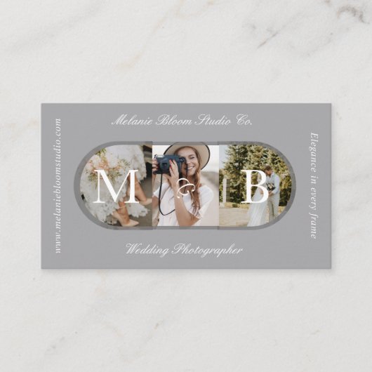 Elegant Monogram Wedding Photographer Arch Photos 名刺 (正面)