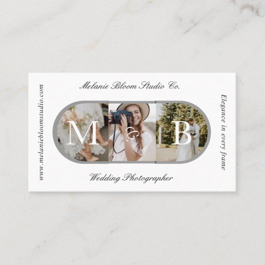 Elegant Monogram Wedding Photographer Arch Photos 名刺 (正面)