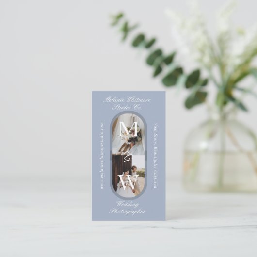 Elegant Monogram Wedding Photographer Arch Photos 名刺 (スタンド正面)