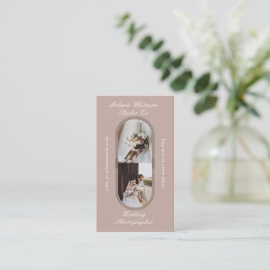 Elegant Monogram Wedding Photographer Arch Photos 名刺 (スタンド正面)