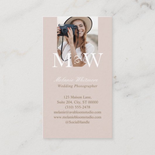 Elegant Monogram Wedding Photographer Arch Photos 名刺 (裏面)