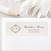 Elegant Monogram Wedding Return Address ラベル (インサイチュ)