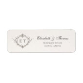 Elegant Monogram Wedding Return Address ラベル (正面)