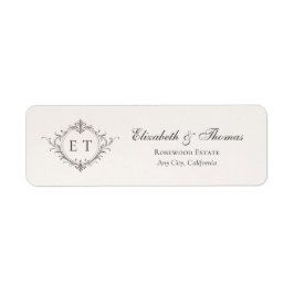 Elegant Monogram Wedding Return Address ラベル