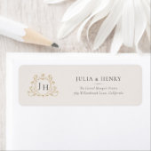 Elegant Monogram Wedding Return Address Label ラベル (インサイチュ)