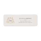 Elegant Monogram Wedding Return Address Label ラベル (正面)