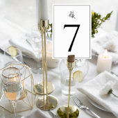 Elegant Monogram Wedding Table Number Card テーブルナンバー