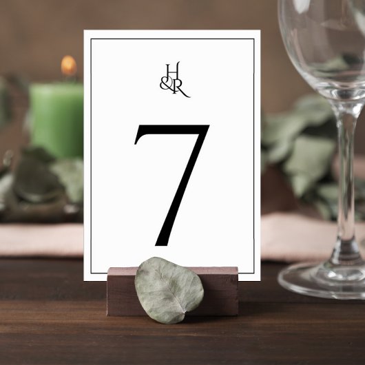 Elegant Monogram Wedding Table Number Card テーブルナンバー
