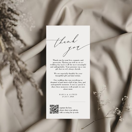 Elegant Monogram Wedding Thank You Card QR Code サンキューカード
